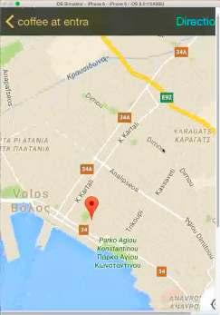 42 Ο χρήστης πατώντας παρατεταμένα πάνω στο χάρτη έχει τη δυνατότητα να κάνει zoom-in και zoom-out καθώς
