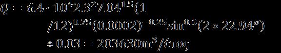 Υπολογισμός Ποσότητας Μεταφερόμενων 1. Ανεμος ΒΑ: C. Προσδιορισμός μετακινούμενων φερτών Θα χρησιμοποιηθεί ο τύπος του Kamphuis (1991): Φερτών (Ιζήματος) =7.04s =0.