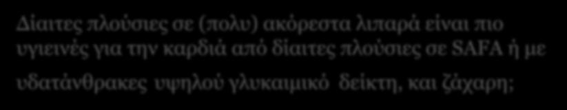 Η αντικατάσταση των SFA Είναι πιο ευεργετική η αντικατάσταση των SAFA με PUFA; Δίαιτες πλούσιες σε (πολυ) ακόρεστα