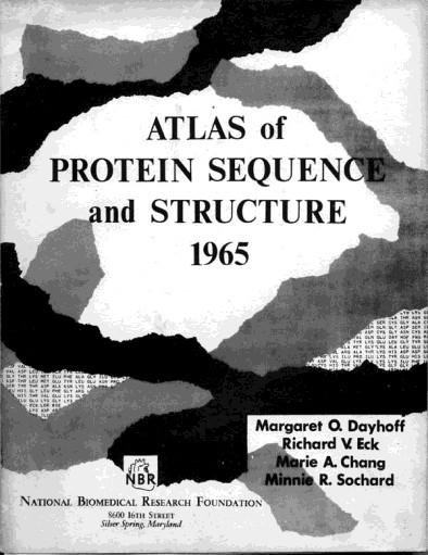 Και μία ιστορική αναδρομή (1/2) 1965: Κυκλοφόρησε σε έντυπη μορφή η 1 η έκδοση του Atlas of Protein Sequence and Structure, από τη Margaret Dayhoff.