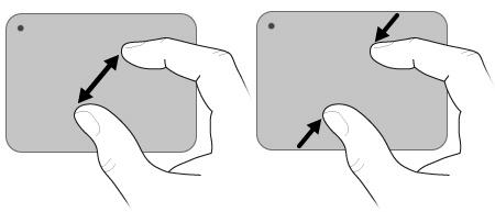 αντικειµένου. Πραγµατοποιήστε σµίκρυνση κρατώντας δύο δάχτυλα ξεχωριστά πάνω στο TouchPad και, στη συνέχεια, ενώστε τα δάχτυλα για να µειώσετε το µέγεθος ενός αντικειµένου.