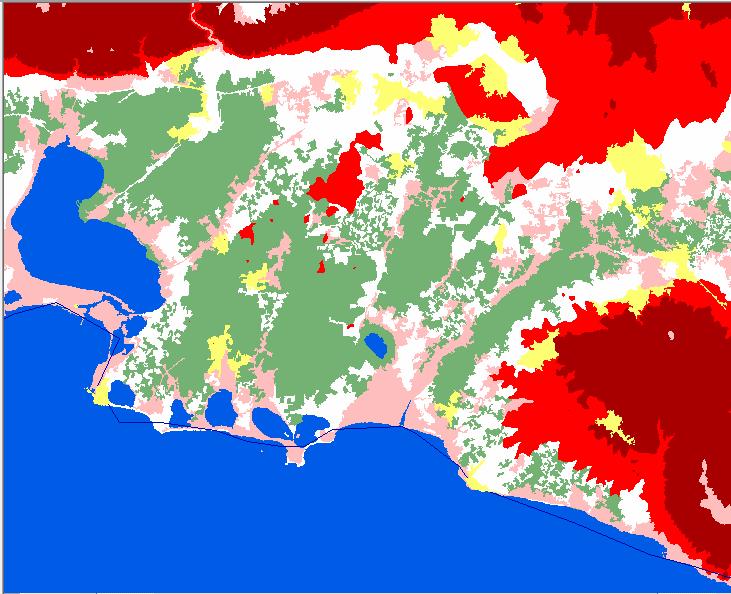 4. Αποτελέσματα Εξάγοντας όλα τα δεδομένα από το ecognition στο ArcGis πήραμε τα παρακάτω αποτελέσματα. Εικόνα 4.1 Με άσπρο χρώμα σημειώνονται οι μη αρδεύσιμες καλλιεργήσιμες εκτάσεις.