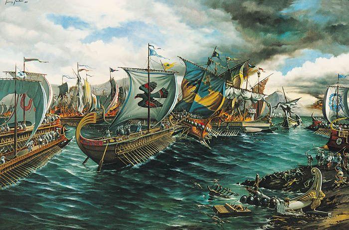 θάρρος των αντίπαλων πληρωμάτων, καθώς και η τακτική που θα ακολουθούσαν Έλληνες και Πέρσες ναύαρχοι. Στην αρχή της η μάχη ήταν αμφίρροπη.