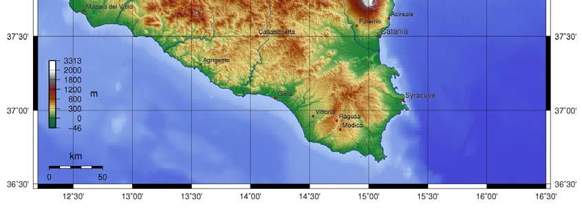 τα Πελαγικά νησιά στον νότο. Η Σικελία είναι γνωστή από την αρχαιότητα για το σχεδόν τριγωνικό σχήμα της, το οποίο της προσέδωσε το όνομα Τρινακρία.