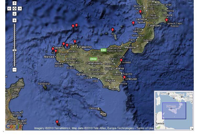 Η αλιεία στη Σικελία Χάρτης 5: Οι θαλάσσιες