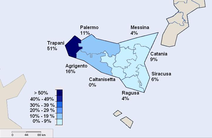 Η αλιεία στη Σικελία Συνολικά, 48 αλιευτικοί λιμένες ήταν καταχωρημένοι στη Σικελία το 2010 (βλέπε Παράρτημα).