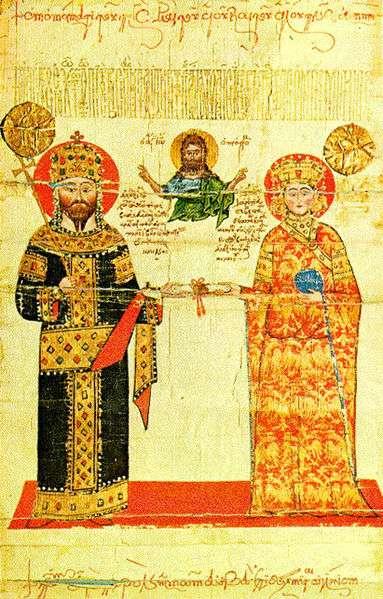 (1349-1390) με τη γυναίκα του Θεοδώρα.