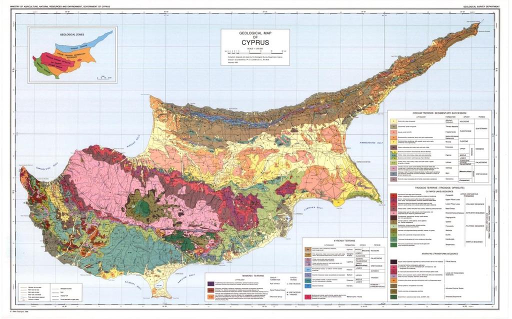 Σχ.1.5 Ο Γεωλογικός Χάρτης της Κύπρου (α).