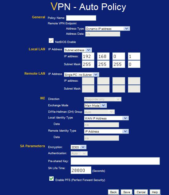 Επιθέσεις και τεχνικές προστασίας σε ένα wireless network 802.11 Επιλέγουμε Advanced -> VPN ώστε να μας εμφανιστούν οι ρυθμίσεις του VPN όπως φαίνεται στην εικόνα 108.