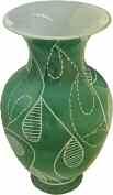 60-70 2023 ΚΕΡΑΜΕΙΚΟΣ ΔΟΧΕΙΟ κεραμικό υαλωμένο πράσινου χρώματος με γεωμετρικό διάκοσμο και σφραγίδα "Keramikos