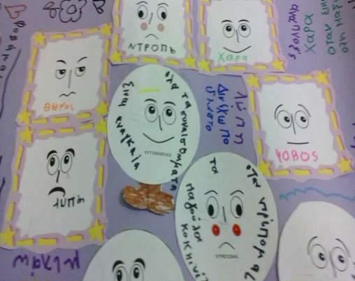 Οι μαθητές πήραν υλικό με εικόνες προσώπων με διάφορες εκφράσεις
