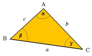 Nalogo lahko tudi obrnemo in pri danih treh stranicah trikotnika poiščemo kateregakoli izmed kotov.