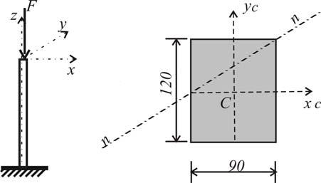 ЗАДАЧИ ЗА ВЕЖБАЊЕ_ верзија 27.11.2008 62. Да се димензионира напречниот пресек на ексцентрично товарениот столб, ако истиот е изработен од бетон со σ = 12 MPa.