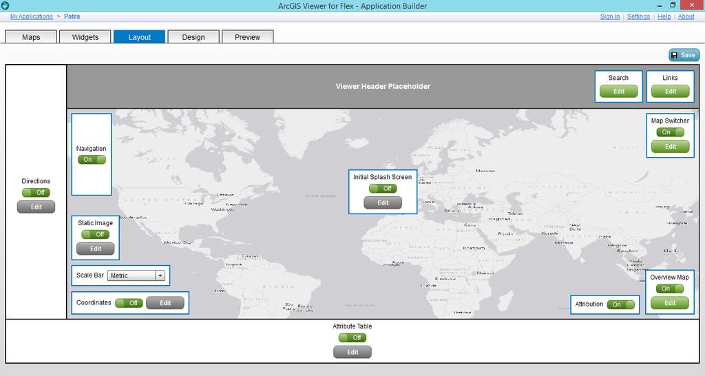 Βασικές λειτουργίες ArcGIS Viewer for Flex (3) Σελίδα επιλογής στοιχείων του