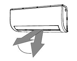 Specificații și caracteristici ale aparatului Setarea unghiului pentru fuxul de aer Setarea unghiului vertical pentru fluxul de aer În timp ce aparatul este pornit, utilizați butonul OSCILARE /