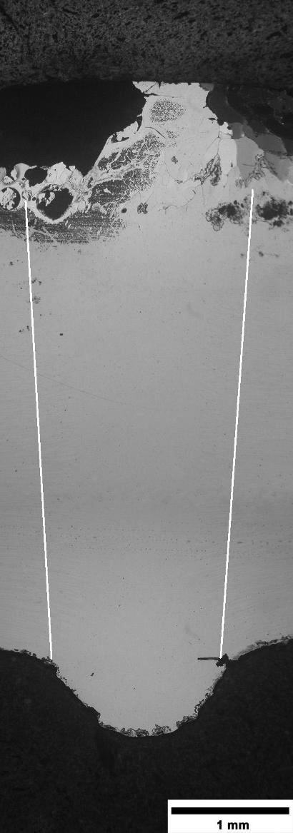 ΚΕΦΑΛΑΙΟ 4 ΠΕΙΡΑΜΑΤΙΚΟ ΜΕΡΟΣ II Εικόνα 71 Δοκίμιο ST1, συγκόλληση πάχους 4 mm μετά από επιφανειακή κατεργασία με δέσμη ηλεκτρονίων.