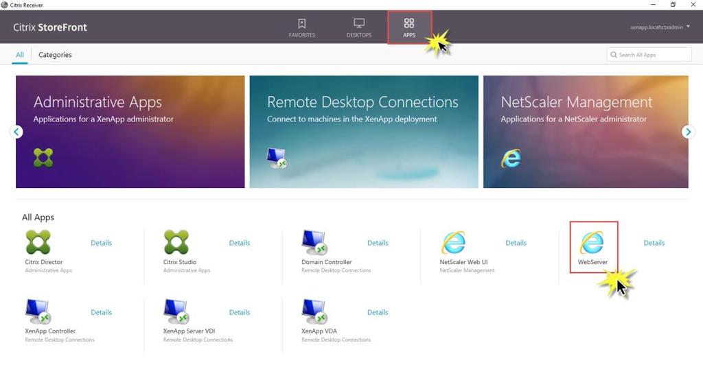 καρτελών Desktops και Apps στις εφαρμογές που είναι διαθέσιμες για τον λογαριασμό