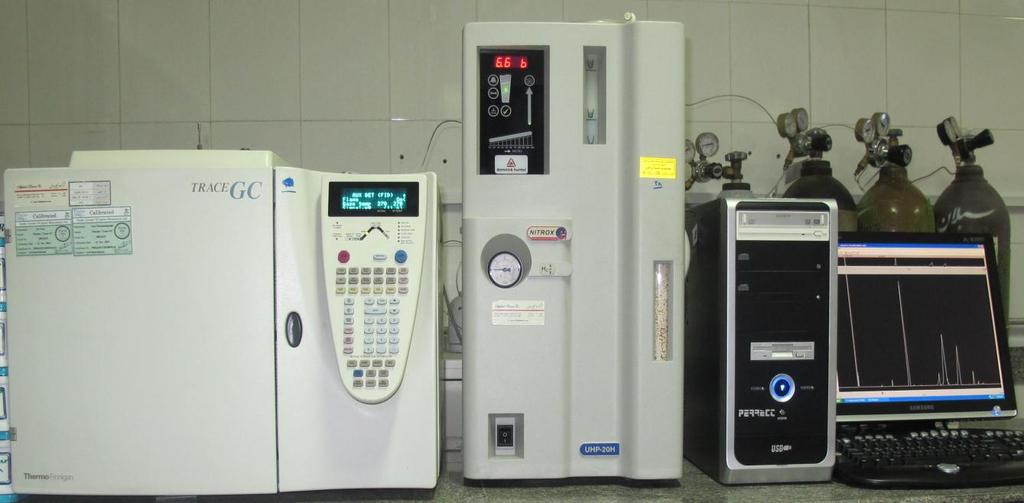 مشخصات دستگاه گازكروماتوگرافی Model: TraceGC, Thermo Finnegan, Italy Parameter Oven Temprature 0-450 C Initial Time 0-999.99 min Ramp 1 0.