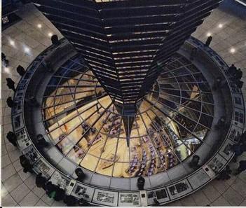 ΤΟ ΚΤΙΡΙΟ ΤΗΣ BUNDESTAG ΣΤΟ ΒΕΡΟΛΙΝΟ Στο κέντρο του θόλου υπάρχει ένας ανεστραμμένος κώνος αποτελούμενος από φωτοβολταϊκά στοιχεία και 360 γωνιακούς μικρούς καθρέπτες.