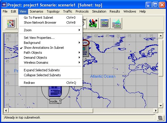1.4.3 View Menu Εικόνα 1-12 View Menu Go To Parent Subnet: Εάν έχουμε υποδίκτυα, μας οδηγεί στο «κεντρικό». Show Network Browser: Βλέπουμε όλα τα στοιχεία του γραφικού περιβάλλοντος σε μορφή Browser.