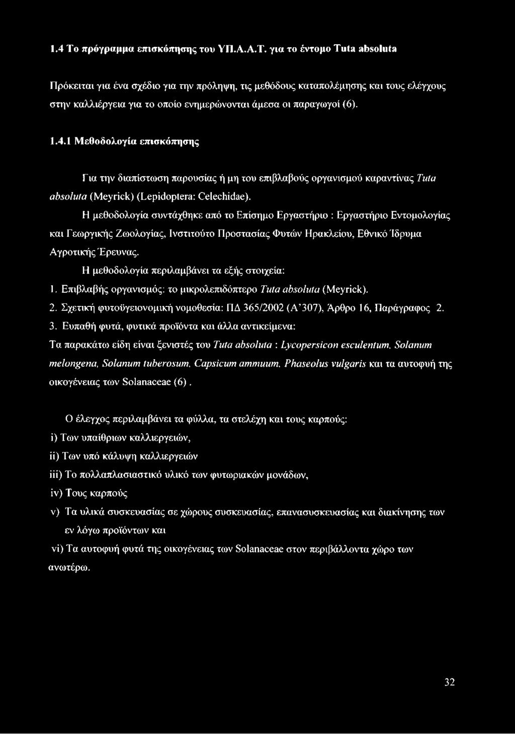 Η μεθοδολογία συντάχθηκε από το Επίσημο Εργαστήριο : Εργαστήριο Εντομολογίας και Γεωργικής Ζωολογίας, Ινστιτούτο Προστασίας Φυτών Ηρακλείου, Εθνικό Ίδρυμα Αγροτικής Έρευνας.