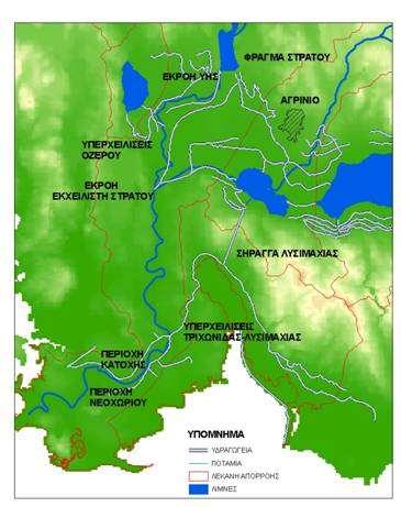 Υδατικο συστημα ποταμου αχελωου (3/3) Εικόνα 9: Υδατικό σύστημα ποταμού Αχελώου Yπάρχουν τρεις οδοί διαφυγής του νερού από τον ταμιευτήρα Στράτου.