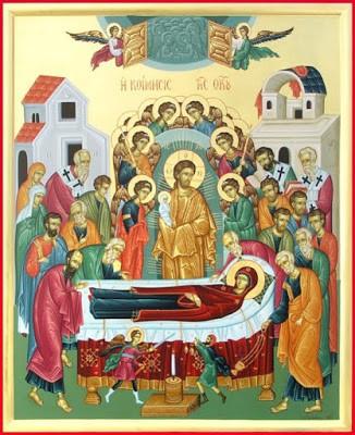 This is Jephonias the Jew, who went to dishonor the body of the Panagia and the Archangel immediately cut his hands off.