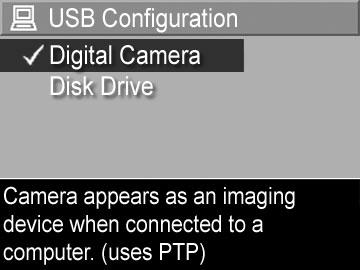 1 Στο Setup Menu (Μενού «Ρύθµιση» (σελίδα 147), επιλέξτε USB.