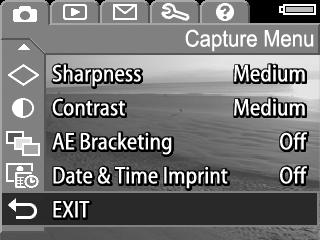 1 Για να εµφανίσετε το Capture Menu (Μενού «Αποτύπωση»), πατήστε το κουµπί Απευθείας προβολή και στη συνέχεια, πατήστε το κουµπί Menu/OK (Μενού/ΟΚ).