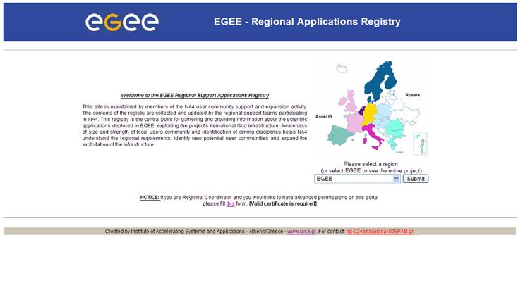 Regional Application Portal Διαθέσιμο στο: https://na4rs.marie.hellasgrid.