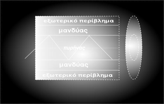 Κατασκευάζεται από SiO2 και σχεδιάζεται με τρόπο που να μεταφέρει φως από το ένα άκρο του επικοινωνιακού συστήματος στο άλλο.