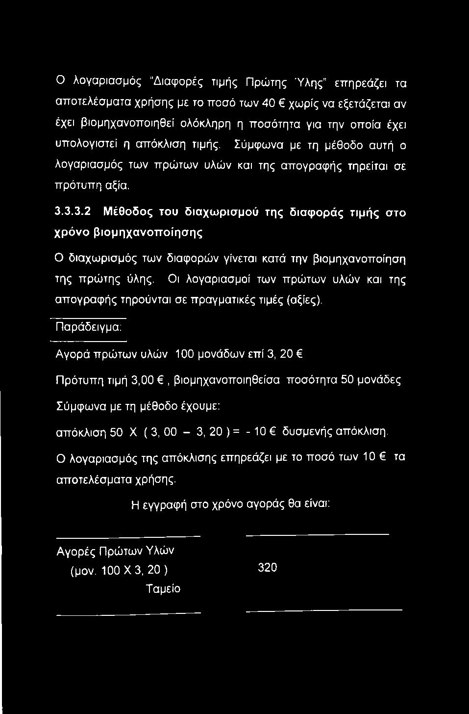 Οι λογαριασμοί των πρώτων υλών και της απογραφής τηρούνται σε πραγματικές τιμές (αξίες).