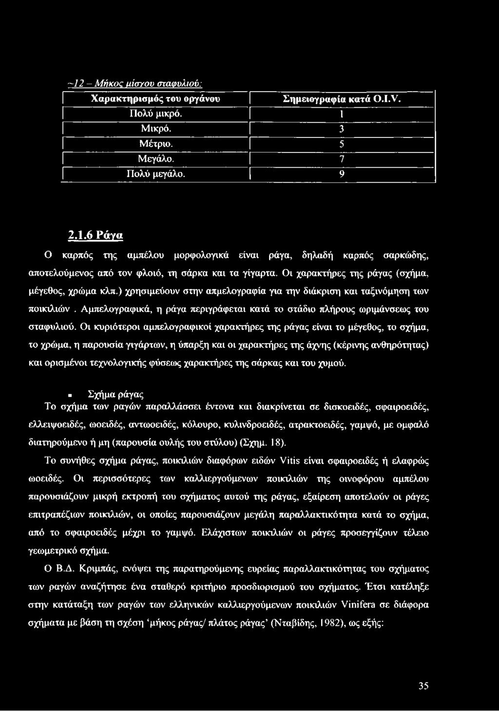 Αμπελογραφικά, η ράγα περιγράφεται κατά το στάδιο πλήρους ωριμάνσεως του σταφυλιού.