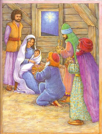 «Ψάχνουμε για το νεογέννητο βασιλιά», είπαν. «Ένα λαμπρό αστέρι μας οδήγησε από πολύ μακριά ως εδώ». Τότε, ο Ιωσήφ τους έδειξε τη φάτνη. Αυτοί κατάλαβαν και γονάτισαν μπροστά στον Ιησού.