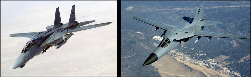 Σχήμα 2.20 Το μαχητικό αεροσκάφος F-14 του Πολεμικού Ναυτικού των ΗΠΑ (αριστερά) και το μαχητικό αεροσκάφος F-111 της Πολεμικής Αεροπορίας των ΗΠΑ (δεξιά). Βιβλιογραφία/Αναφορές [3] Michal V.