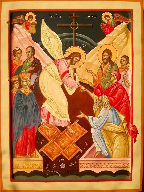 Αpolytikion of Εaster, Plagal First Tone Christ is risen from the dead, trampling down death by death, and upon those in the tombs bestowing life.