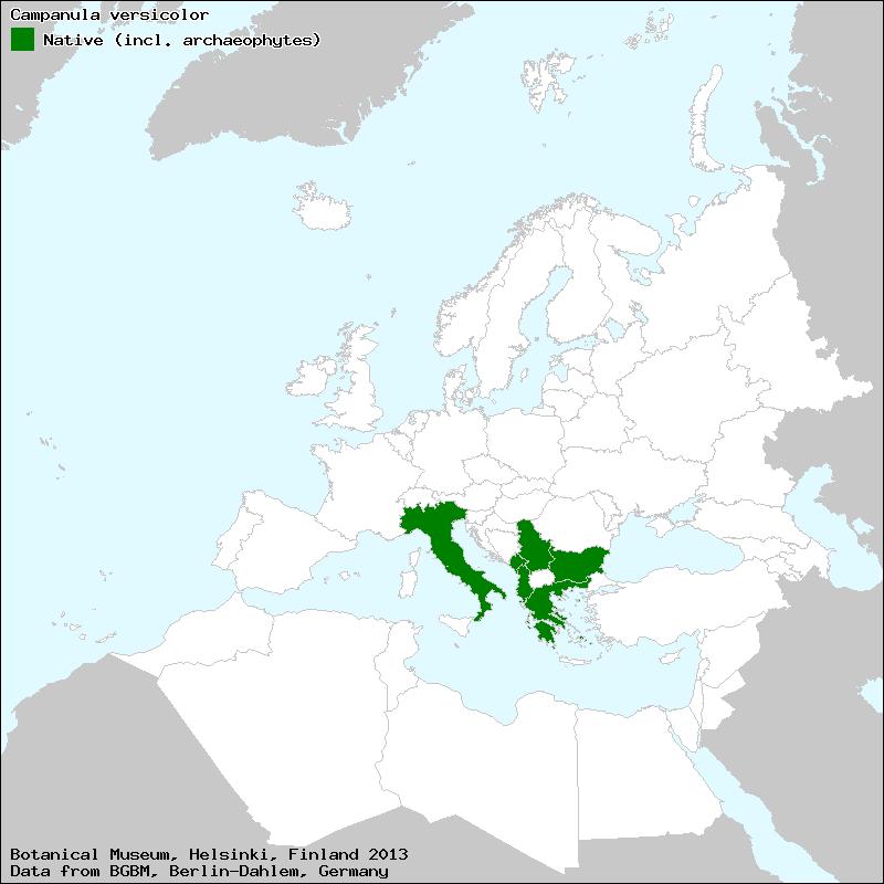 Εικόνα 6: Χάρτης με τα μέρη που φύεται η Campanula