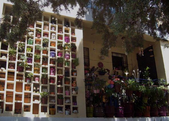 Σε μεμονωμένες γωνιές παρατηρούνται πρόχειρες περιφράξεις, φυτεμένα παρτέρια με τριανταφυλλιές, αυτοσχέδια παγκάκια που θυμίζουν κήπους και αυλές