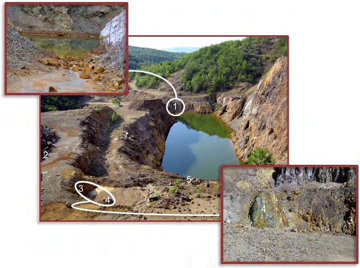 Η προσοχή μας επικεντρώθηκε περισσότερο στο σημείο της κατακρήμνισης των κεντρικών στοών του μεταλλείου, που σήμερα αποτελεί μια άκρως επικίνδυνη όξινη λίμνη, από την εισροή επιφανειακών νερών και