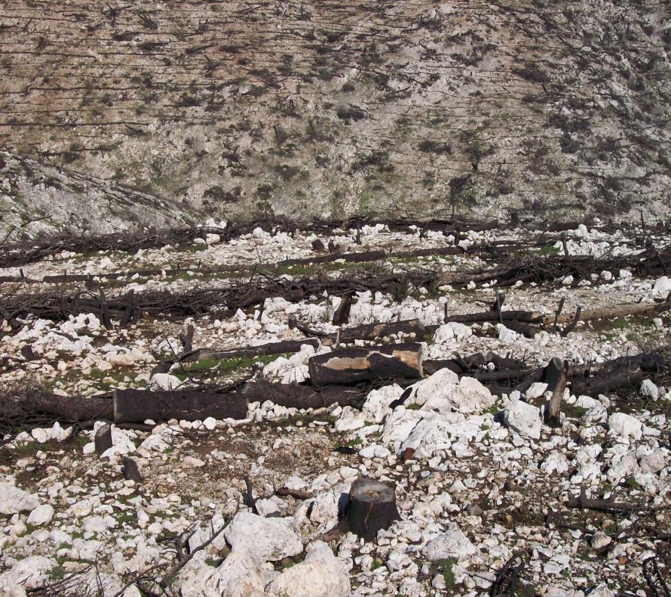 Ακανόνιστοι σχηµατισµοί λίθων εν συγκρατείται λεπτόκοκκο (όσο υπάρχει) εξαιτίας της διαπερατότητας και