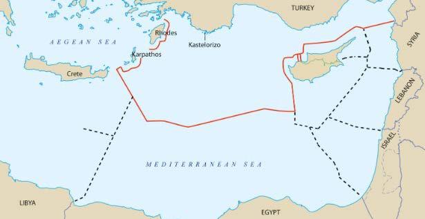 Χάρτης : Οι προτάσεις οριοθέτησης της ΑΟΖ από την Τουρκία στην Ανατολική Μεσόγειο 5.