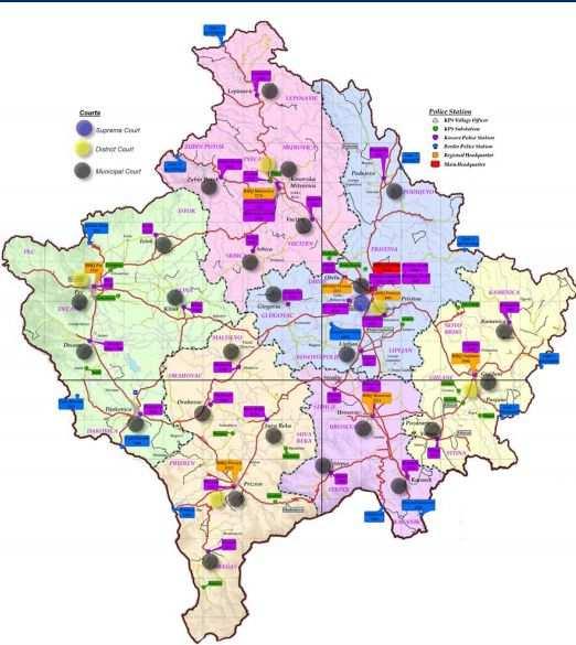70 Πεδία δράσης της Eulex σε όλο το Κόσοβο.