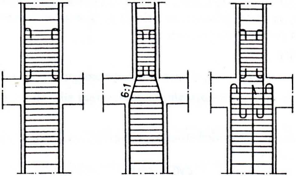 Betonske konstrukcije u zgradarstvu Sl. 3/92. Nastavljanje armature stubova iznad međuspratne konstrukcije 3.3.4.