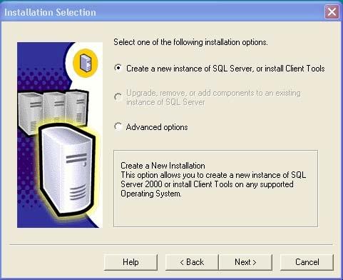 Στην οθόνη µε τίτλο Installation Selection επιλέγετε Create a