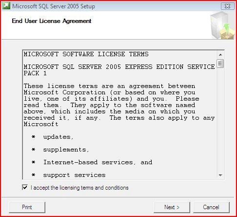 MS SQL 2005 Express (Εγκατάσταση) Για να έχετε εγκαταστήσετε τον SQL SERVER 2005 Express ακολουθήστε τα παρακάτω βήµατα: Σημείωση: Για περισσότερες πληροφορίες µπορείτε να απευθυνθείτε στο τµήµα