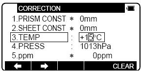 2 Schimbarea valorii pentru temperatură Setarea pentru temperatură se poate face numai când opţiunea Athmospheric correction a fost setată pe ATM INPUT în Initial Setting 1.