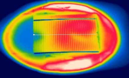 3:Αριστερά: εικόνα passive thermography του μετρούμενου δείγματος μετά από δεκαπέντε λεπτά έκθεσης σε 