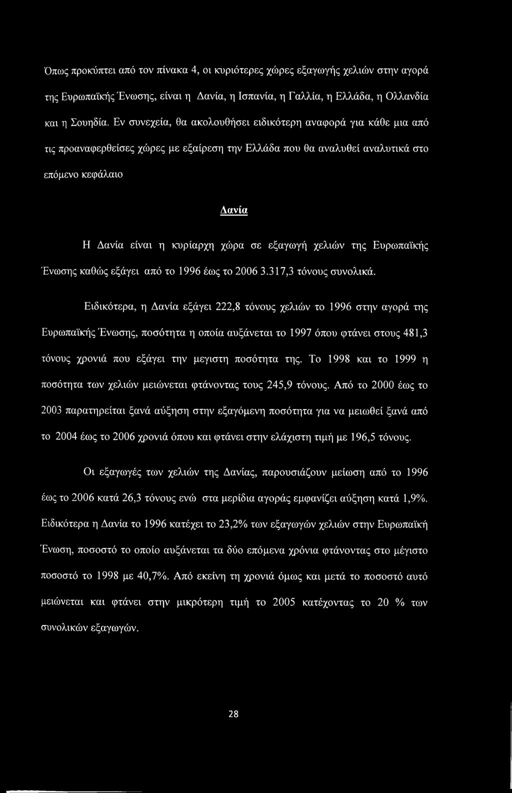εξαγωγή χελιών της Ευρωπαϊκής Ένωσης καθώς εξάγει από το 1996 έως το 2006 3.317,3 τόνους συνολικά.