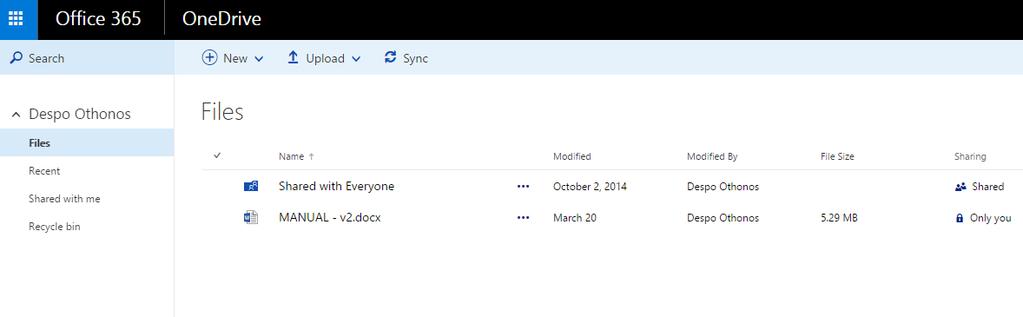 6. One Drive for Business To OneDrive δίνει τη δυνατότητα χρήσης ηλεκτρονικού αποθηκευτικού χώρου μεγέθους 1ΤΒ στους χρήστες του ΠΚ.