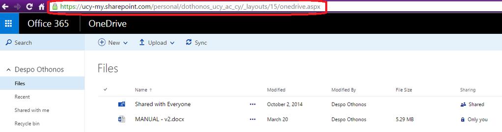 Office365, κάνουμε Copy το πιο κάτω link.
